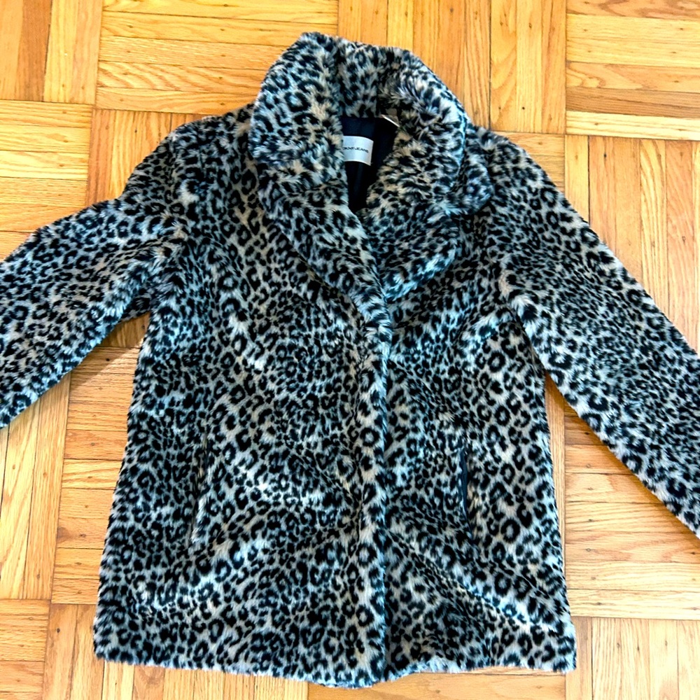 DKNY Leopard faux fur jacket size S
